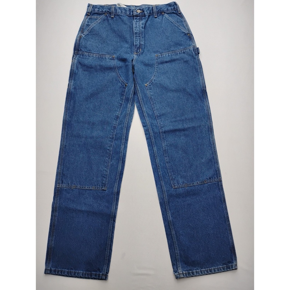 Carhartt Jeans Blue Carpenter Double Knee Dungaree B73 DST Mens 38x36